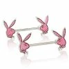 Brand new 👏 Pink Glitter Playboy Bunny Nipple Barbells - 14 Gauge 😍 -Playboy Shop 03969698 a