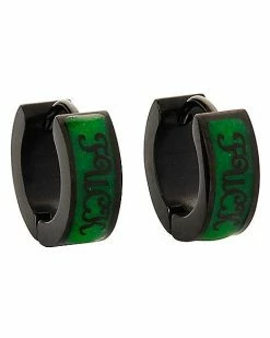 Wholesale 🌟 Glow in the Dark Fuck Huggie Hoop Earrings - 18 Gauge 🌟
