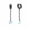 Brand new 🤩 Black Star and Moon Chain Dangle Huggie Hoop Earrings - 18 Gauge ⌛ -Playboy Shop 03975885 a