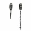 Wholesale ✔️ Black Sword and Spike Chain Dangle Huggie Hoop Earrings - 18 Gauge 👍 -Playboy Shop 03975893 a