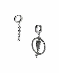 Budget 𧨠Chain Hoop Huggie Dangle Earrings - 18 Gauge π 5 Budget 𧨠Chain Hoop Huggie Dangle Earrings - 18 Gauge π -Playboy Shop 03976529 b
