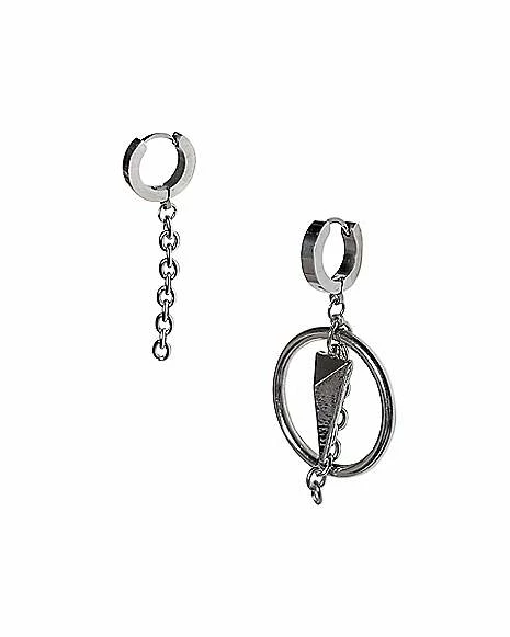 Budget 𧨠Chain Hoop Huggie Dangle Earrings - 18 Gauge π 4 Budget 𧨠Chain Hoop Huggie Dangle Earrings - 18 Gauge π - Image 2