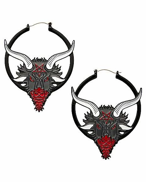 Promo π Black and Red Baphomet Pentagram Hoop Earrings - 18 Gauge βοΈ 3 Promo π Black and Red Baphomet Pentagram Hoop Earrings - 18 Gauge βοΈ