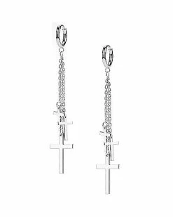 Budget 🤩 Triple Cross Dangle Hinged Hoop Earrings - 18 Gauge 🛒