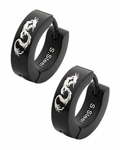 Wholesale 👏 Black Dragon Huggie Earrings - 18 Gauge 🤩