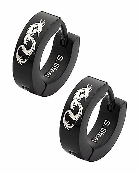 Wholesale π Black Dragon Huggie Earrings - 18 Gauge π€© 3 Wholesale π Black Dragon Huggie Earrings - 18 Gauge π€©