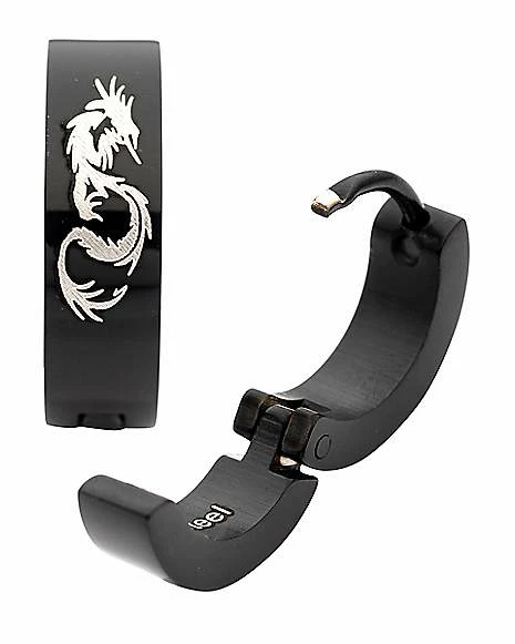 Wholesale π Black Dragon Huggie Earrings - 18 Gauge π€© 4 Wholesale π Black Dragon Huggie Earrings - 18 Gauge π€© - Image 2