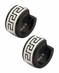 Best deal 🔥 Black Greek Symbols Huggie Earrings - 18 Gauge ⭐