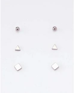 Budget 😀 Multi-Pack Square and Triangle Titanium Stud Earrings 3 Pair - 20 Gauge 🔥