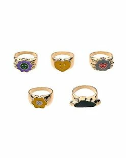 Best Pirce 🥰 Multi-Pack Multi-Color Flower and Heart Rings - 5 Pack ✔️ -Playboy Shop 03978368 a
