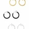 Best deal 🔥 Multi-Pack Goldtone Black and Silvertone Fake Earrings - 3 Pair 👏