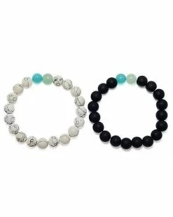 Top 10 🎁 Multi-Pack White Marbled and Black Beaded Bracelets - 2 Pack ⭐