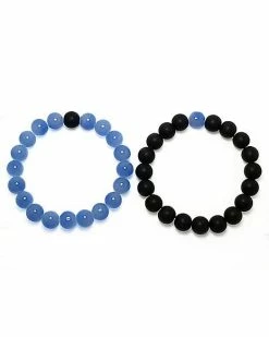 Cheap 👍 Black and Light Blue Long Distance Beaded Bracelets - 2 Pack ⭐