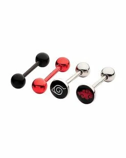 Coupon 🎉 Multi-Pack Red and Black Naruto Shippuden Barbells 4 Pack - 14 Gauge 😍 -Playboy Shop 03980950 b
