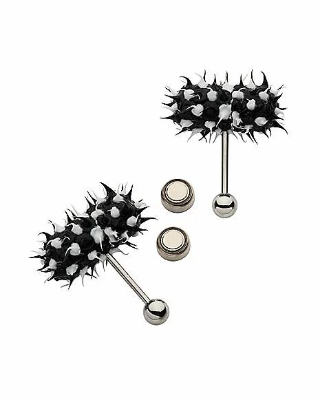 Budget π Black and White Koosh Vibrating Barbell - 14 Gauge π₯ 4 Budget π Black and White Koosh Vibrating Barbell - 14 Gauge π₯ - Image 2