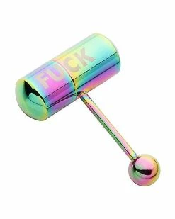 Hot Sale ✔️ Oil Slick Fuck Vibrating Barbell - 14 Gauge 👏 -Playboy Shop 03980984 c