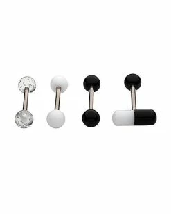 Best Pirce ✔️ Multi-Pack Black and White Pill Barbells 4 Pack - 14 Gauge ✔️