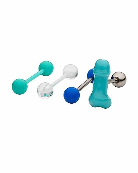 New π― Multi-Pack Penis Teal White and Blue Barbells 4 Pack - 14 Gauge π€© 4 New π― Multi-Pack Penis Teal White and Blue Barbells 4 Pack - 14 Gauge π€© - Image 2