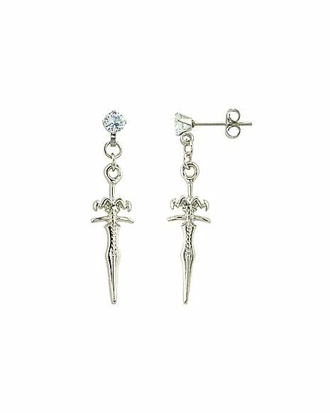 Budget ✨ CZ Sword Stud Dangle Earrings - 20 Gauge ⭐ 3 Budget ✨ CZ Sword Stud Dangle Earrings - 20 Gauge ⭐