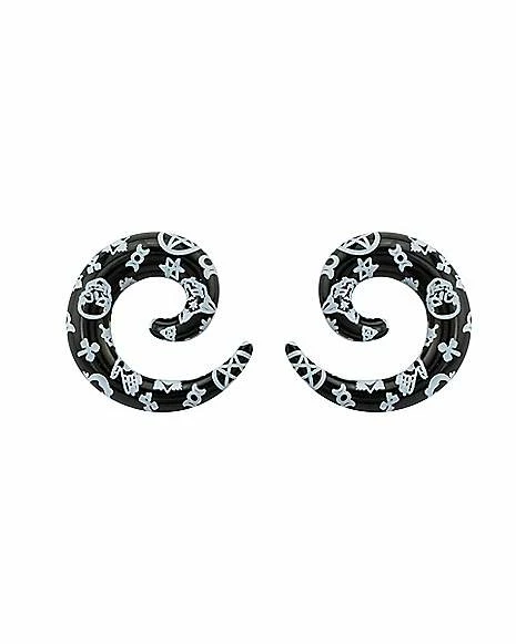 Top 10 π Black and White Pentagram and Skull Spiral Tapers π 3 Top 10 π Black and White Pentagram and Skull Spiral Tapers π