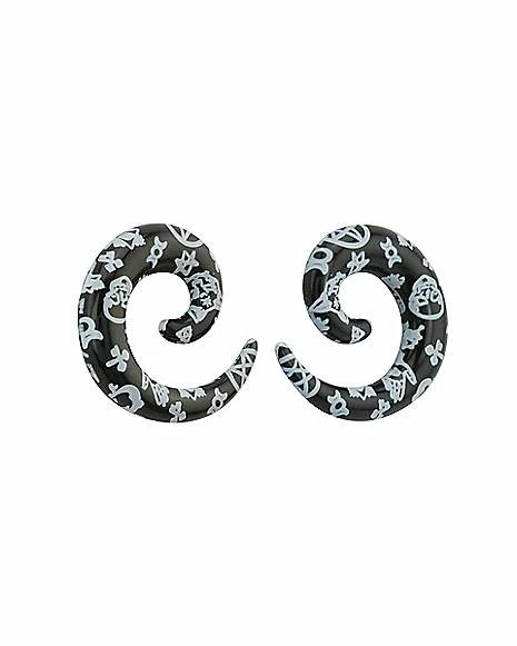 Top 10 π Black and White Pentagram and Skull Spiral Tapers π 4 Top 10 π Black and White Pentagram and Skull Spiral Tapers π - Image 2