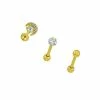 Wholesale 🎉 Multi-Pack Pave CZ Moon Labret Lip Ring and Cartilage Barbells 3 Pack - 16 Gauge 🤩 -Playboy Shop 03982147 a