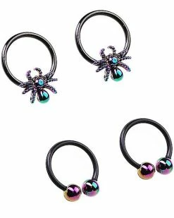 Buy 🔔 Multi-Pack Black Spider Horseshoe Rings and Captive Rings 2 Pair - 16 Gauge 🧨 -Playboy Shop 03982204 c