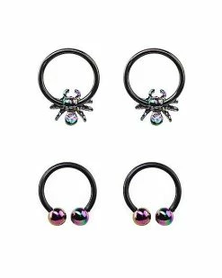 Buy 🔔 Multi-Pack Black Spider Horseshoe Rings and Captive Rings 2 Pair - 16 Gauge 🧨 -Playboy Shop 03982204 d