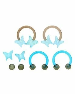 Brand new 😉 Multi-Pack Blue Butterfly Horseshoe Rings and Extra Balls 4 Pack - 14 Gauge 🤩