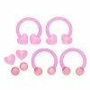 Cheap 😀 Multi-Pack Pink Heart Acrylic Horseshoe Rings and Extra Balls 4 Pack - 14 Gauge 👏 -Playboy Shop 03982220 a