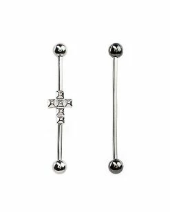 Hot Sale ⭐ Multi-Pack Stud Cross Industrial Barbells 2 Pack - 14 Gauge 👏