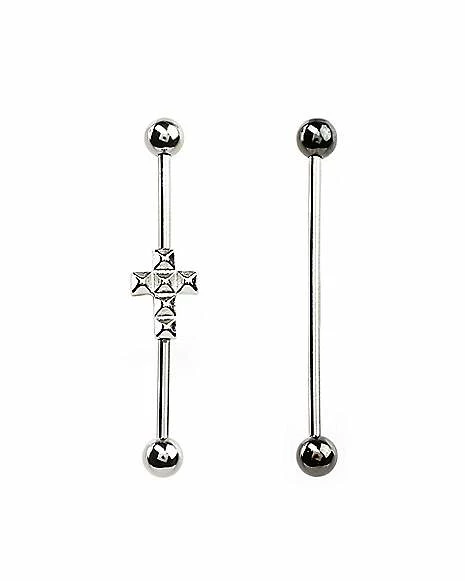 Hot Sale β Multi-Pack Stud Cross Industrial Barbells 2 Pack - 14 Gauge π 3 Hot Sale β Multi-Pack Stud Cross Industrial Barbells 2 Pack - 14 Gauge π