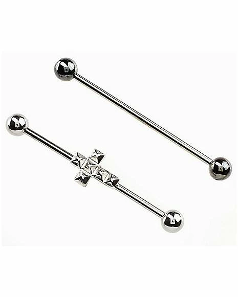 Hot Sale β Multi-Pack Stud Cross Industrial Barbells 2 Pack - 14 Gauge π 5 Hot Sale β Multi-Pack Stud Cross Industrial Barbells 2 Pack - 14 Gauge π - Image 3