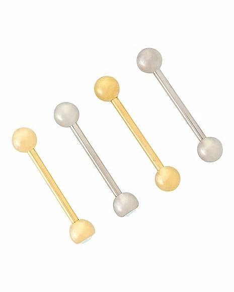 Wholesale π Multi-Pack CZ Goldtone and Silvertone Titanium Barbells 4 Pack - 14 Gauge β¨ 4 Wholesale π Multi-Pack CZ Goldtone and Silvertone Titanium Barbells 4 Pack - 14 Gauge β¨ - Image 2