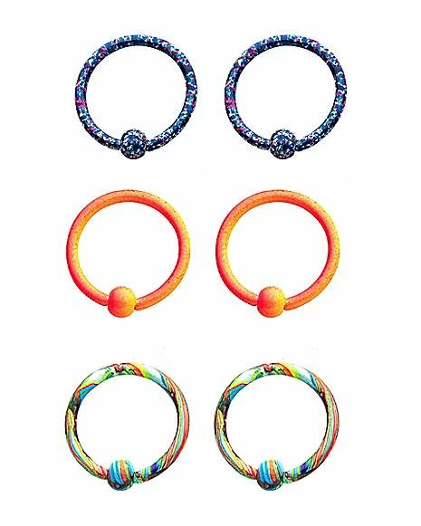Hot Sale π Multi-Pack Splatter Captive Bead Rings 3 Pair - 18 Gauge π 5 Hot Sale π Multi-Pack Splatter Captive Bead Rings 3 Pair - 18 Gauge π - Image 3