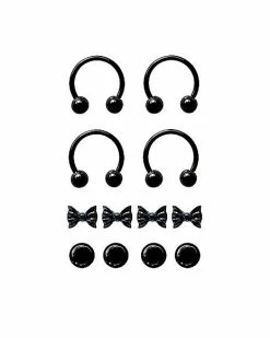 Best Pirce 🎁 Multi-Pack Black Horseshoe Rings and Extra Balls 4 Pack - 16 Gauge 🔥