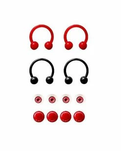 Wholesale 👍 Multi-Pack Red and Black Horseshoe Rings and Extra Balls 2 Pair - 16 Gauge ✔️
