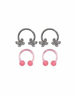 Best deal 🔔 Multi-Pack Pink Butterfly Horseshoe Rings 2 Pair - 16 Gauge 🔔 -Playboy Shop 03983897 a