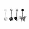 Brand new ⌛ Multi-Pack CZ Assorted Black and White Belly Rings 4 Pack - 14 Gauge 🤩 -Playboy Shop 03983947 a