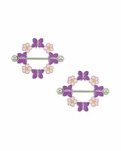 Hot Sale π Flower and Butterfly Nipple Shields - 14 Gauge π