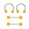 Best deal 😀 Multi-Pack Orange and Yellow Horseshoe Rings and Nipple Barbells 2 Pair - 14 Gauge 🔥 -Playboy Shop 03984184 a