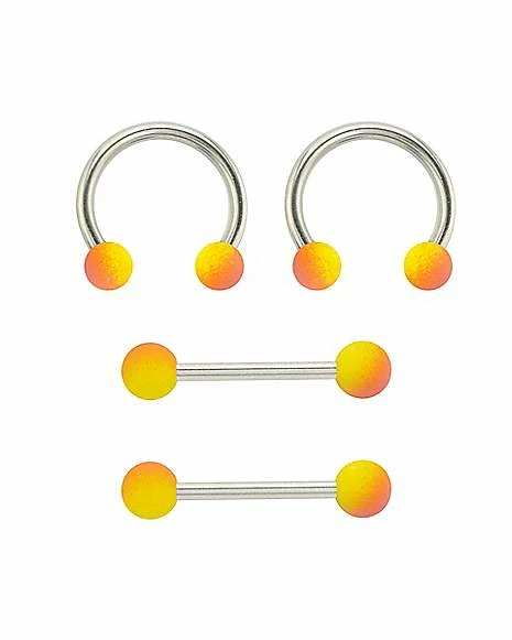 Best deal π Multi-Pack Orange and Yellow Horseshoe Rings and Nipple Barbells 2 Pair - 14 Gauge π₯ 3 Best deal π Multi-Pack Orange and Yellow Horseshoe Rings and Nipple Barbells 2 Pair - 14 Gauge π₯