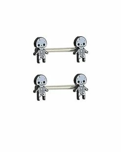 Top 10 ⌛ Black and White Skeleton Nipple Barbells - 14 Gauge 🤩