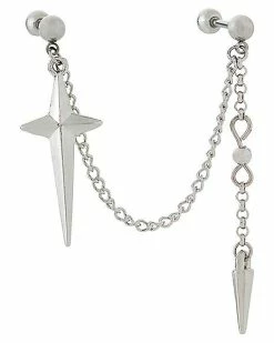 Best Pirce ✨ Cross Chain Cartilage Earring - 16 Gauge 💯