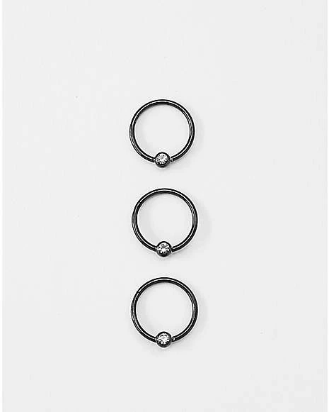 Flash Sale π Multi-Pack Round CZ Black Hinged Hoop Nose Rings 3 Pack - 18 Gauge π 3 Flash Sale π Multi-Pack Round CZ Black Hinged Hoop Nose Rings 3 Pack - 18 Gauge π