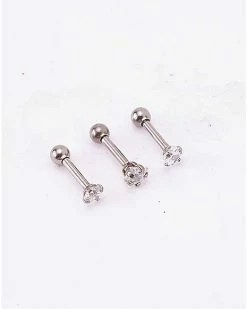 Deals ✨ Multi-Pack CZ Titanium Cartilage Barbells 3 Pack - 16 Gauge 🥰
