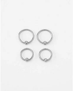Best Sale ⌛ Multi-Pack CZ Titanium Captive Rings 2 Pair - 16 Gauge 🎁