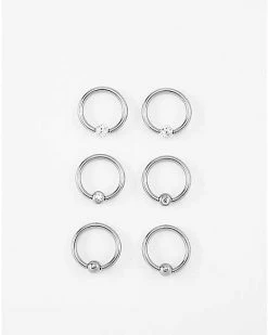 Promo ⭐ Multi-Pack CZ Titanium Captive Rings 3 Pair - 16 Gauge 🎁