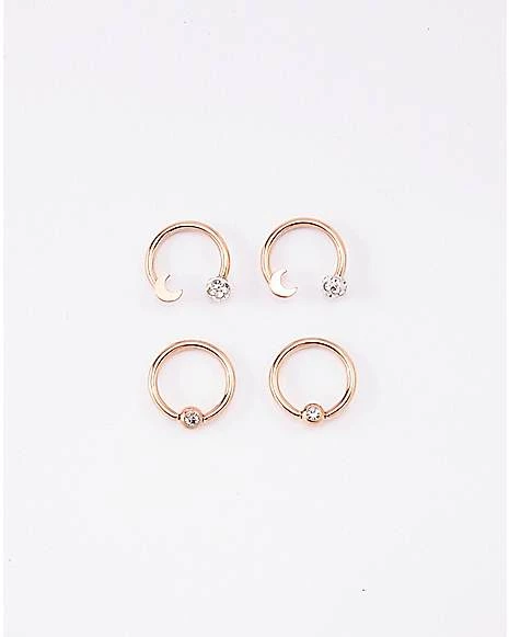 Coupon π Multi-Pack Pave CZ Moon Horseshoe Rings and Captive Rings 2 Pair - 16 Gauge π 3 Coupon π Multi-Pack Pave CZ Moon Horseshoe Rings and Captive Rings 2 Pair - 16 Gauge π