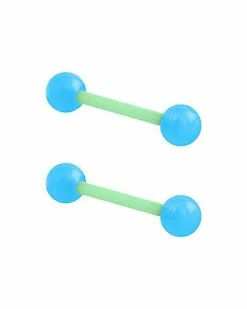 Discount 🥰 Neon Blue Bioflex Nipple Barbells - 14 Gauge ⭐